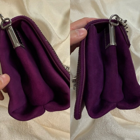 Versace La Medusa Sultan Purple Suede Crystal Embellished Chain Shoulder Bag - Picture 8 of 17